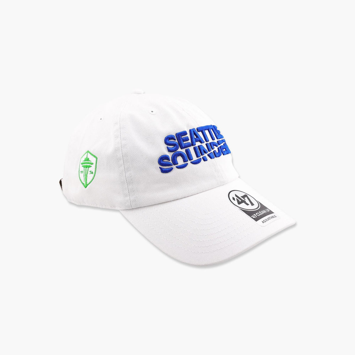 Seattle Sounders White Ballpark Script Clean Up Adjustable Hat