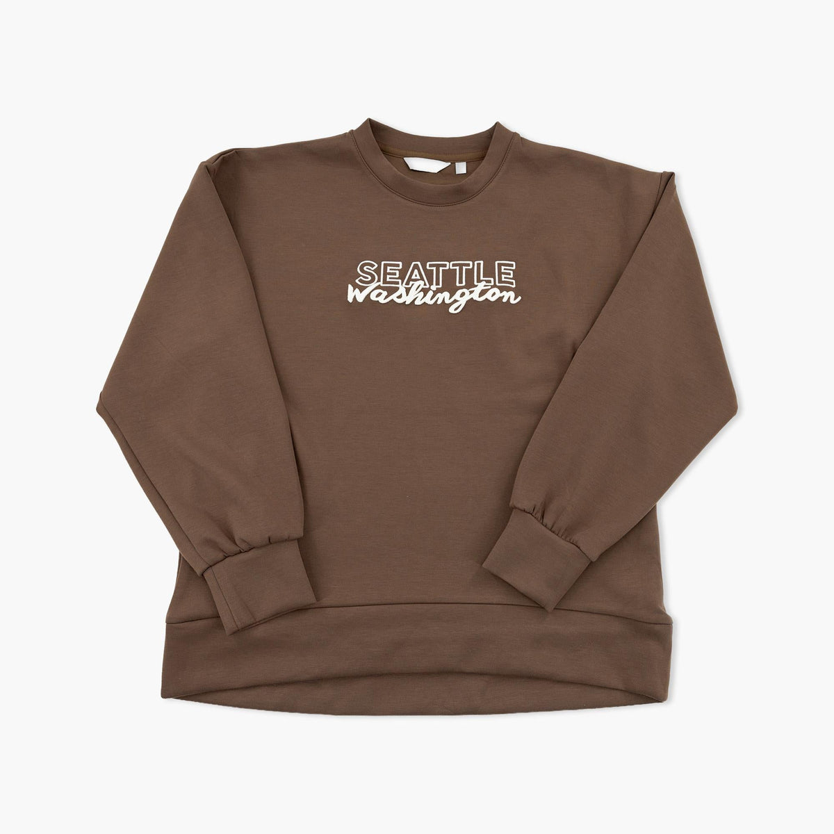 Script Overlay Coffee Bean Seattle Womens Crewneck