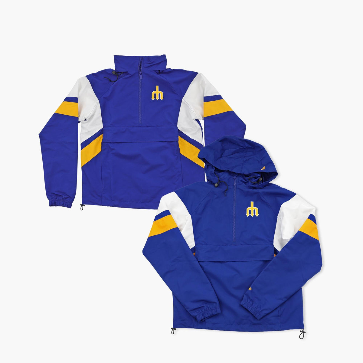 Seattle Mariners Royal & Gold Stowaway 1/2 Zip Windbreaker