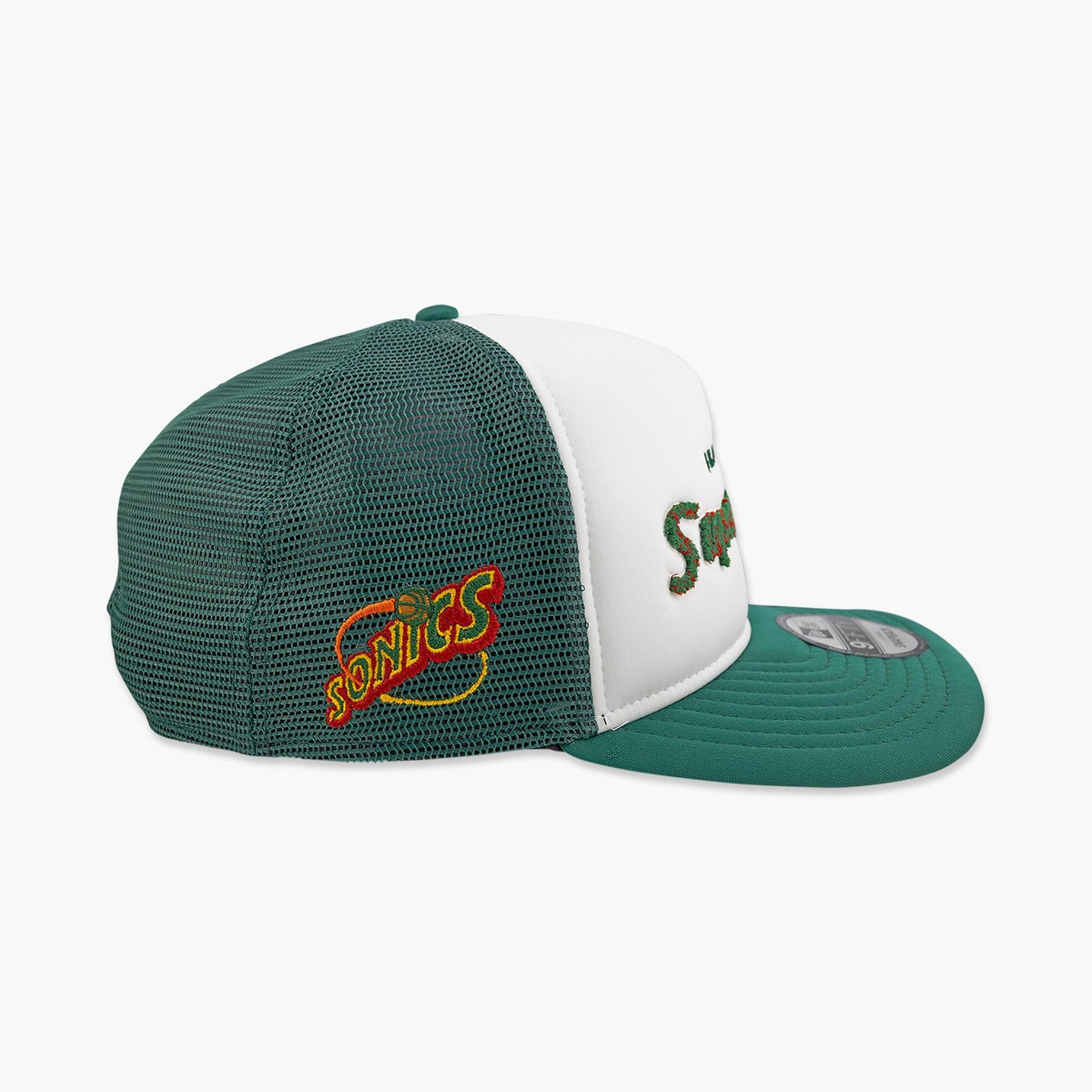 Seattle SuperSonics Dark Green & White Script Trucker Snapback