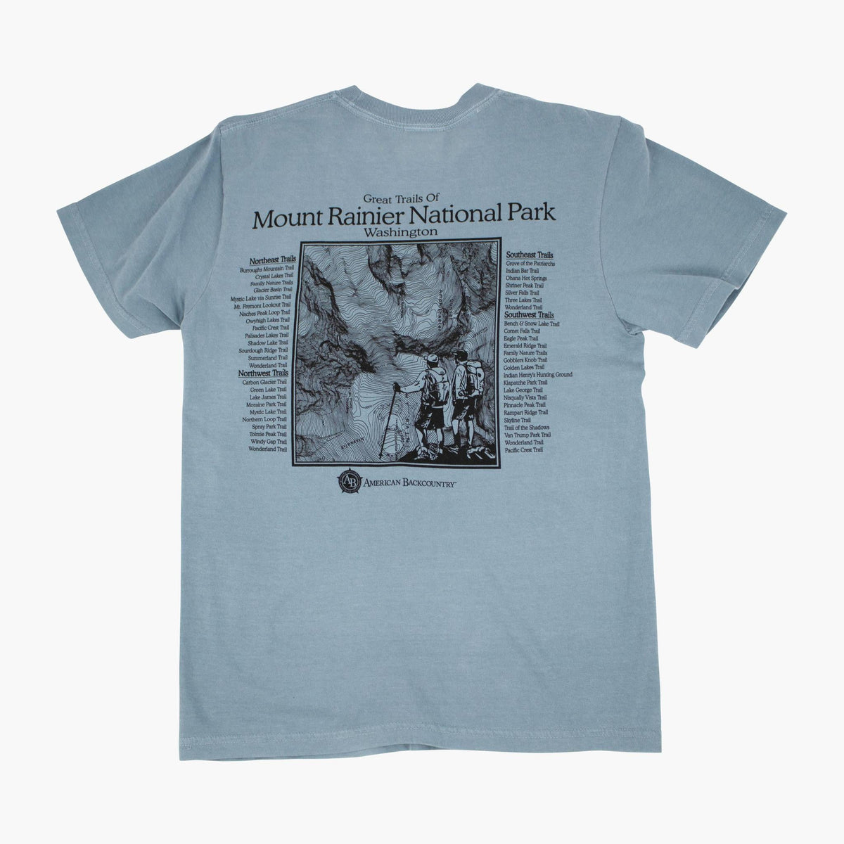 Trail Map Ice Blue Rainier T-Shirt