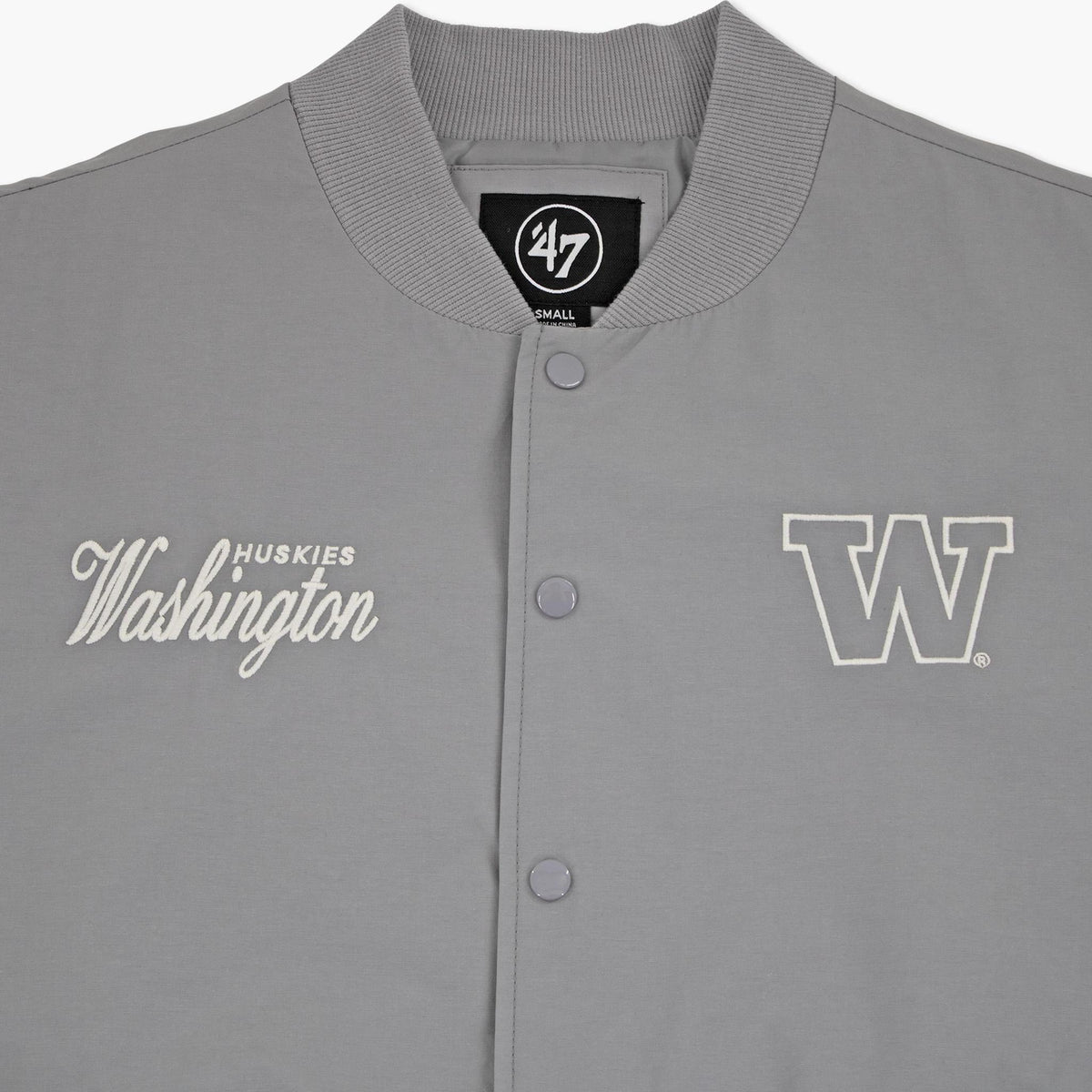 Washington Huskies Wolf Grey Euro Step Twill Bomber Jacket