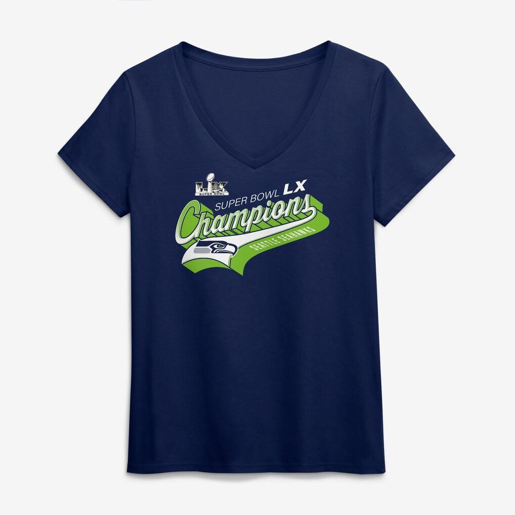 Seattle Seahawks Winning Hardware Super Bowl Champions Navy Women's T-Shirt
