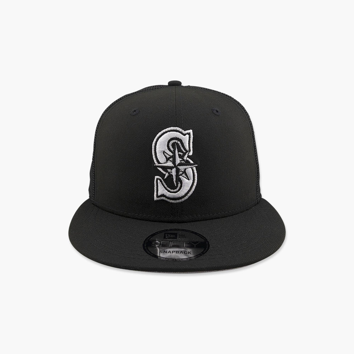Seattle Mariners Black & White Trucker Snapback
