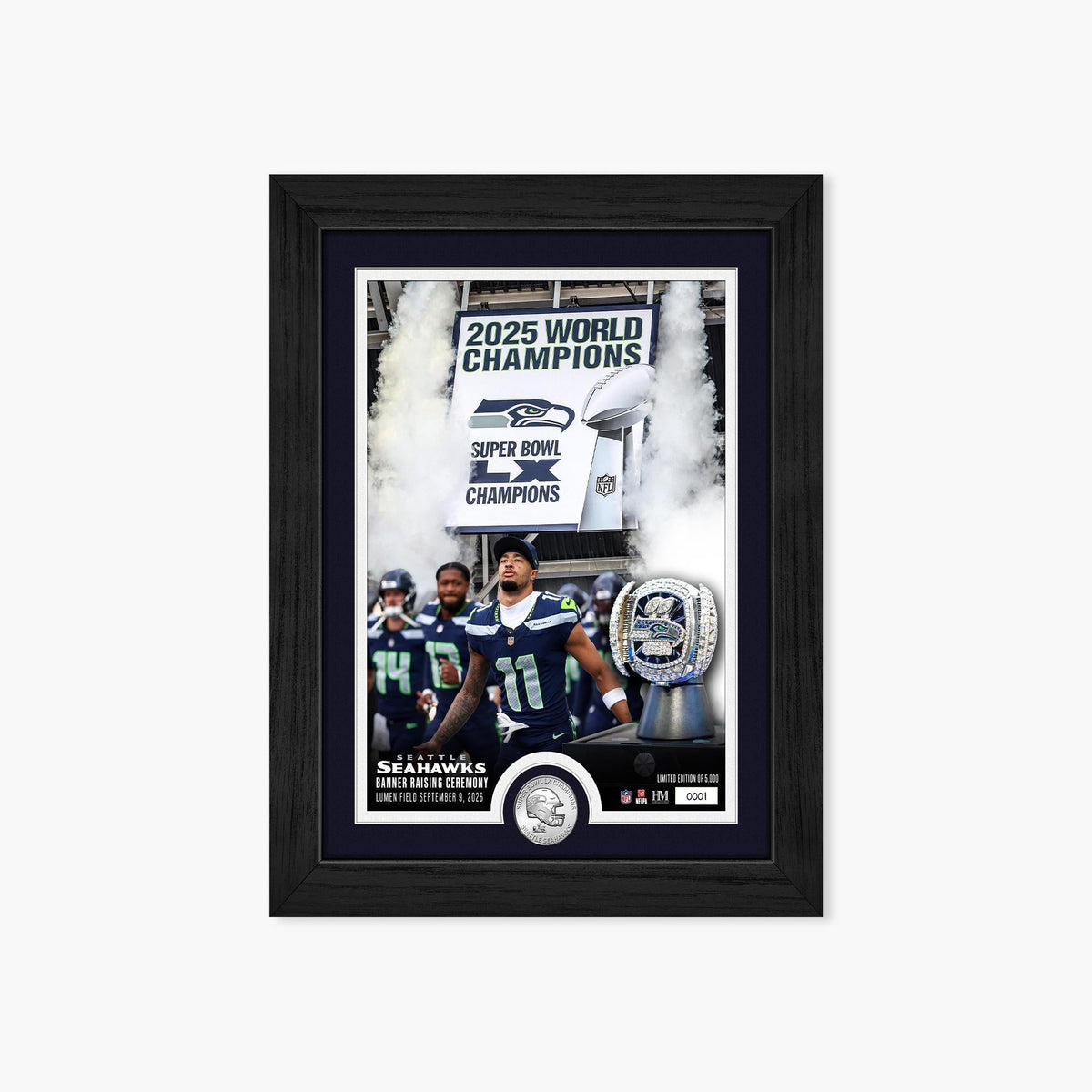Seattle Seahawks Super Bowl LX Banner Raising Silver Coin Photo Mint