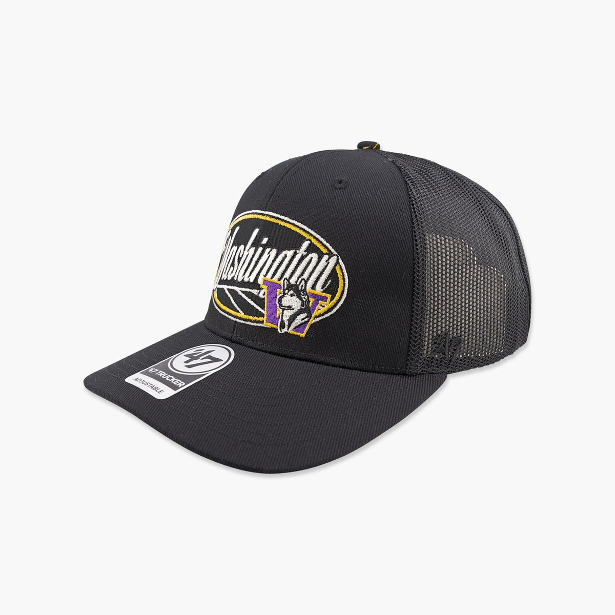 Washington Huskies Black Enfield Trucker Hat