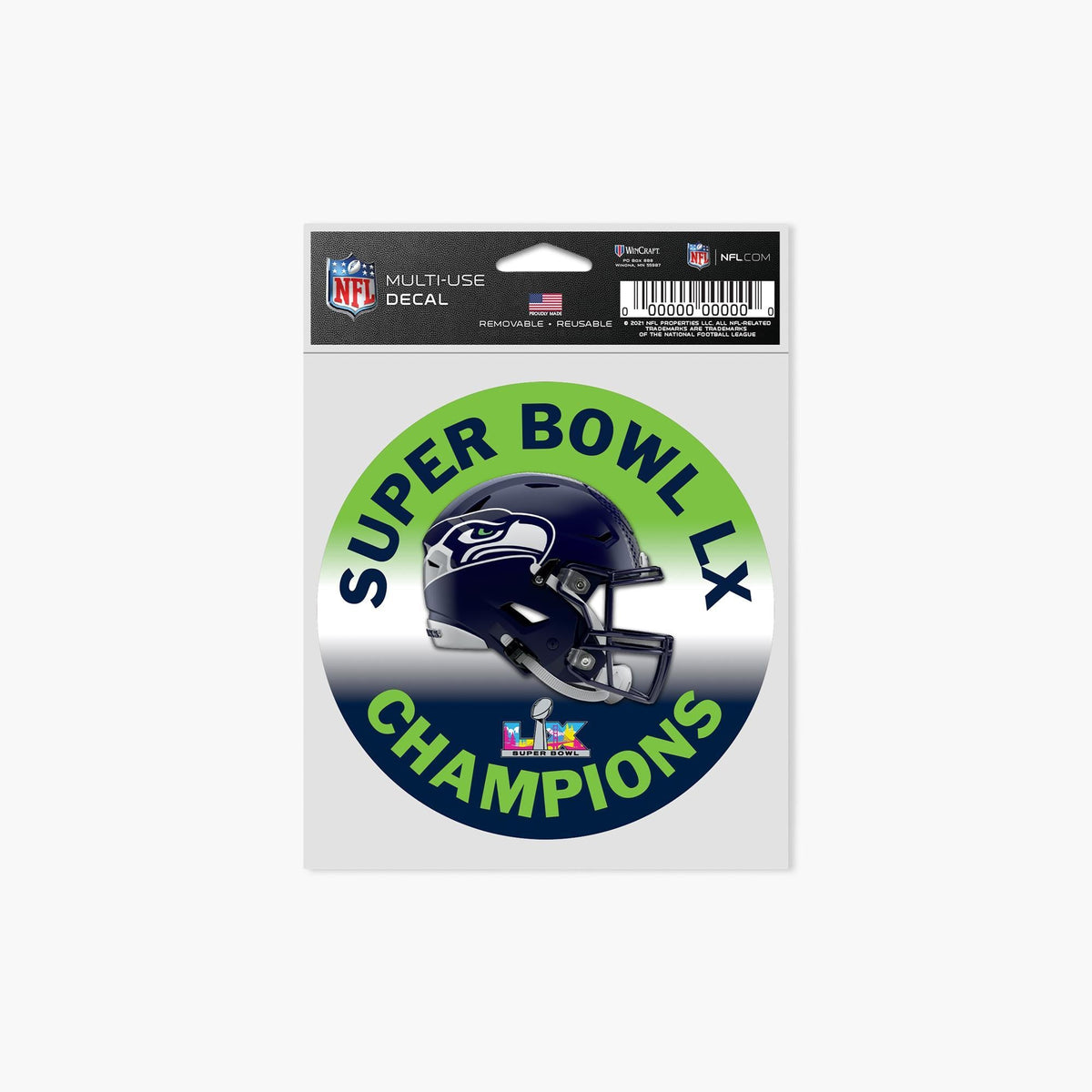 Seattle Seahawks Super Bowl LX Champions 3.75" x 5" Helmet Decal