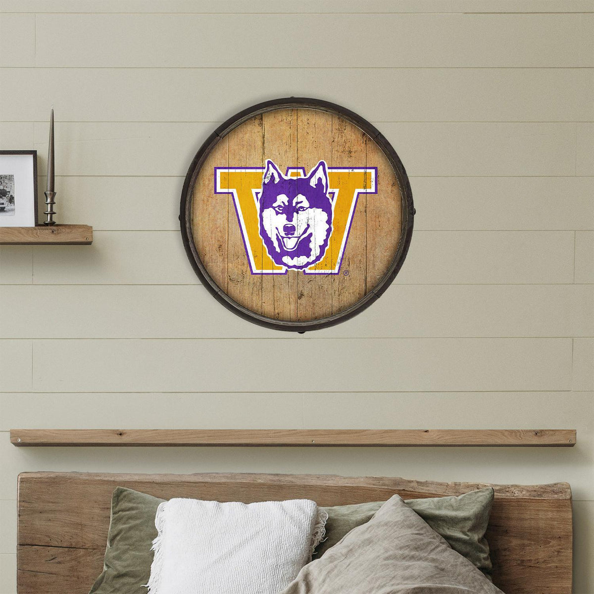 Washington Huskies: Classic Throwback Natural - Barrel End Wall Art