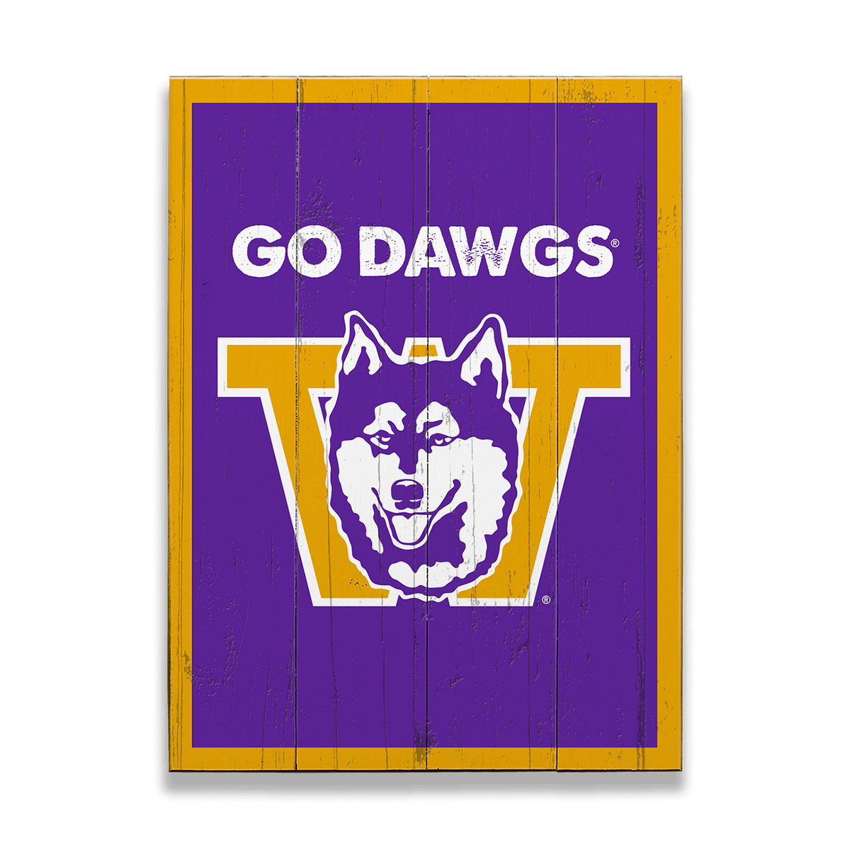 Washington Huskies: Go Dawgs Classic Throwback - Wood Plank Wall Art