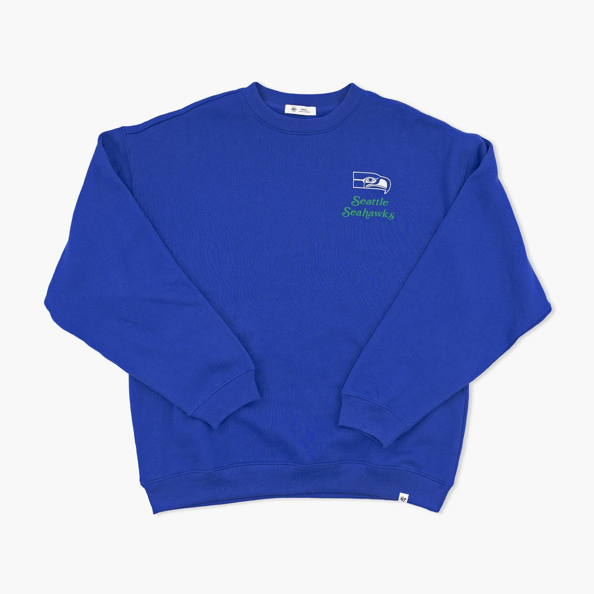 Seattle Seahawks Royal Throwback Shout It Out Oversized Women's Crewneck