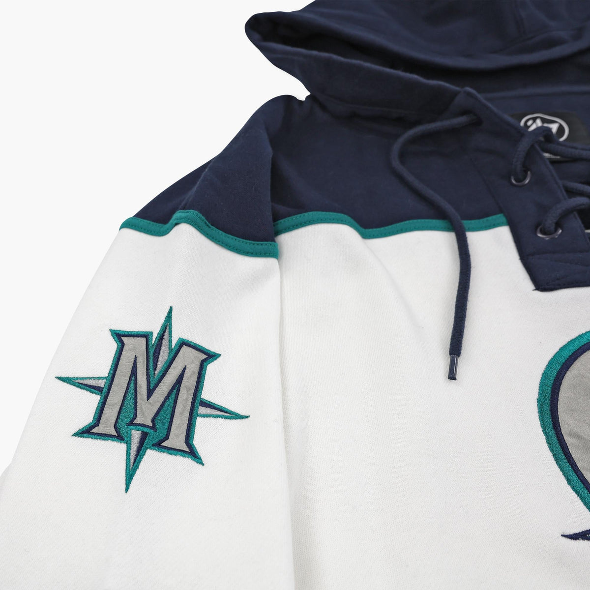 Seattle Mariners White Compass Logo Lacer Hoodie