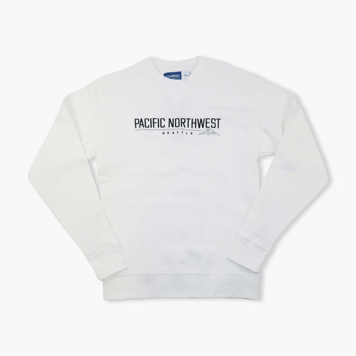 Pacific Northwest Embroidered White Big Cotton Crewneck