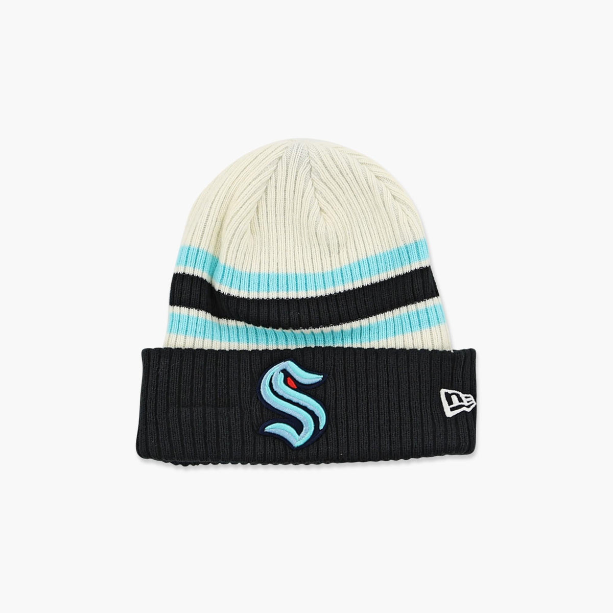 Seattle Kraken Cream Stripe Cuff Beanie