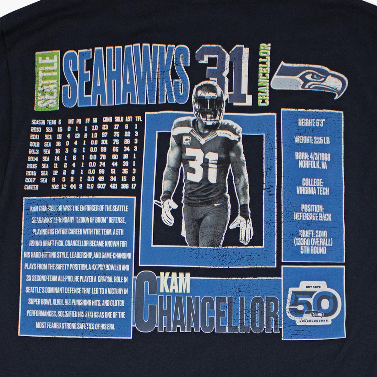 Seattle Seahawks Kam Chancellor Hawk Legend T-Shirt