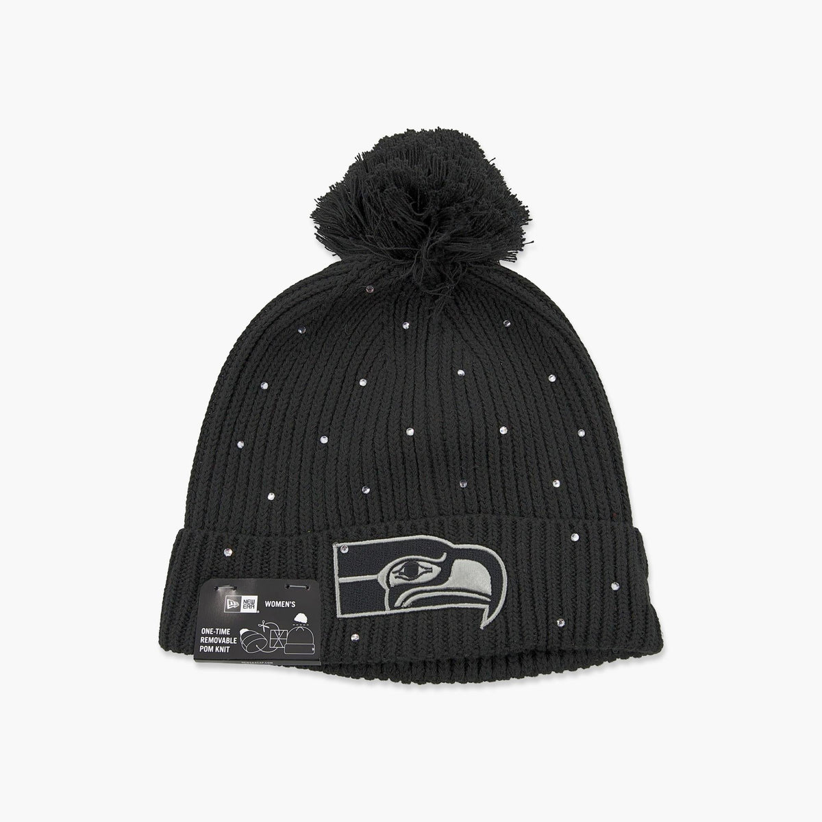 Seattle Seahawks Black Rhinestone Beanie