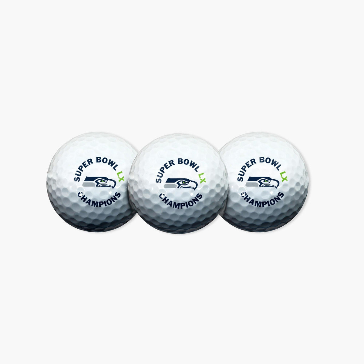 Seattle Seahawks Super Bowl LX Champions 3-Ball Golf Ball Set