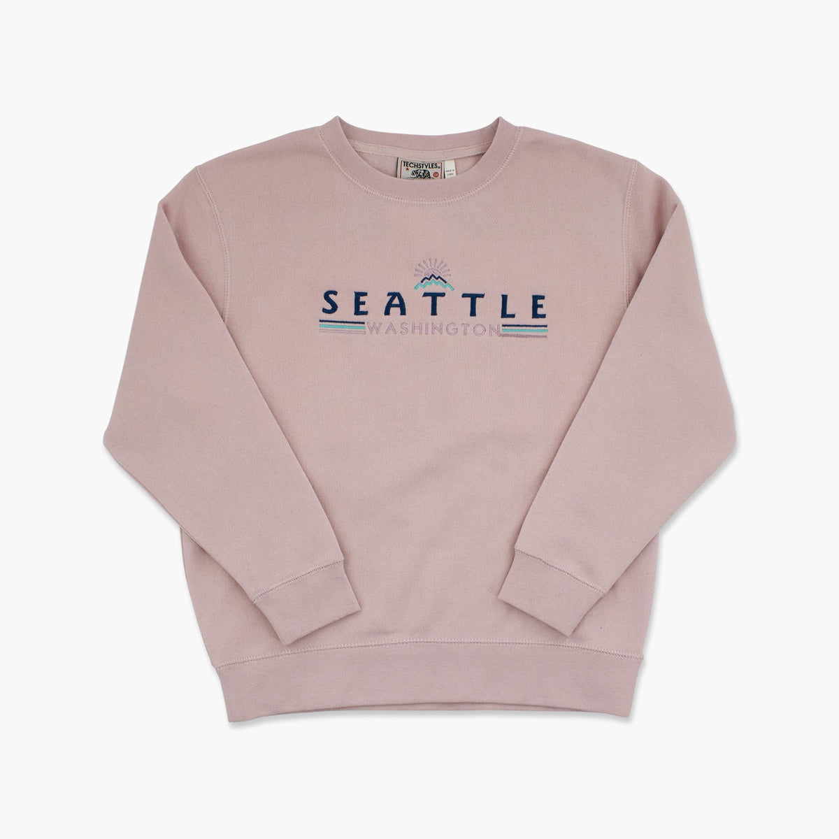 Blue Edge Pink Seattle Youth Embroidered Crewneck