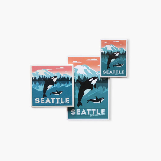 LP Seattle Orca Whale & Calf Souvenir