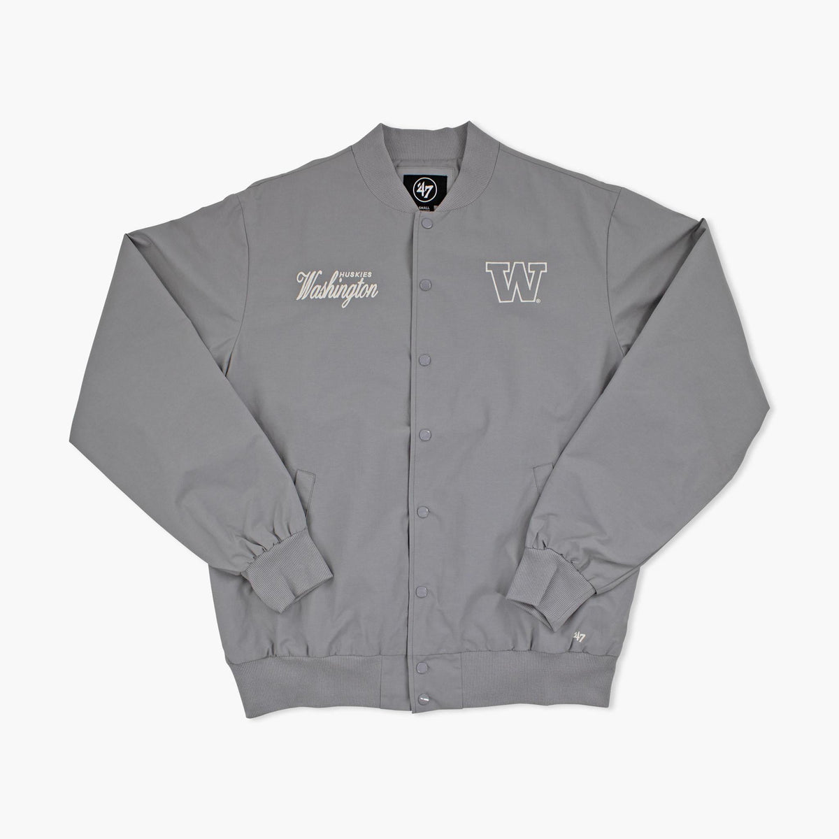 Washington Huskies Wolf Grey Euro Step Twill Bomber Jacket