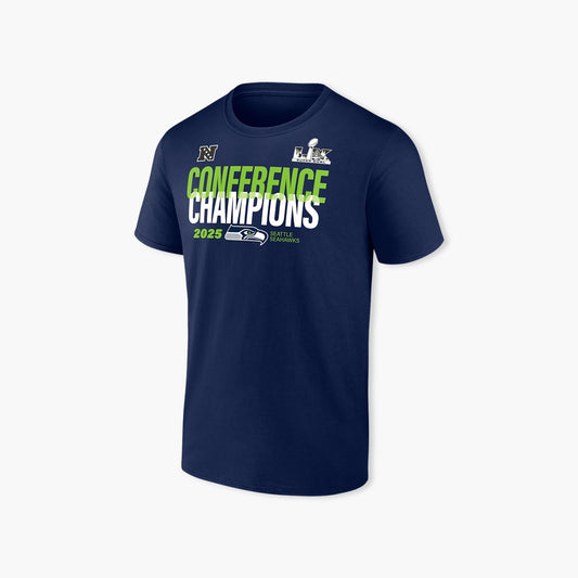 Seattle Seahawks Fanatics 2025 NFC Champions Right Side Draw T-Shirt - College Navy