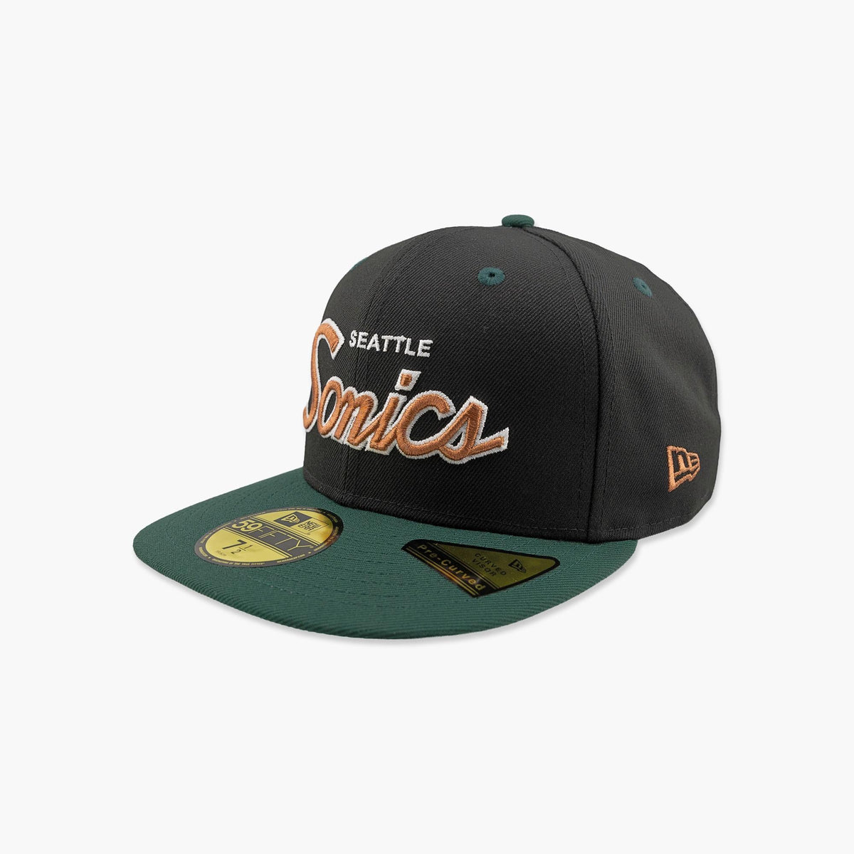 Seattle SuperSonics Black Metallic Classic Script Fitted Hat