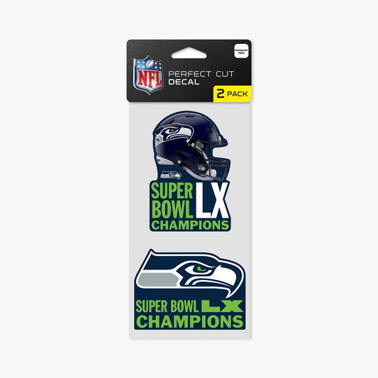 Seattle Seahawks Super Bowl LX Champions 4" x 8" Decal 2-Pack