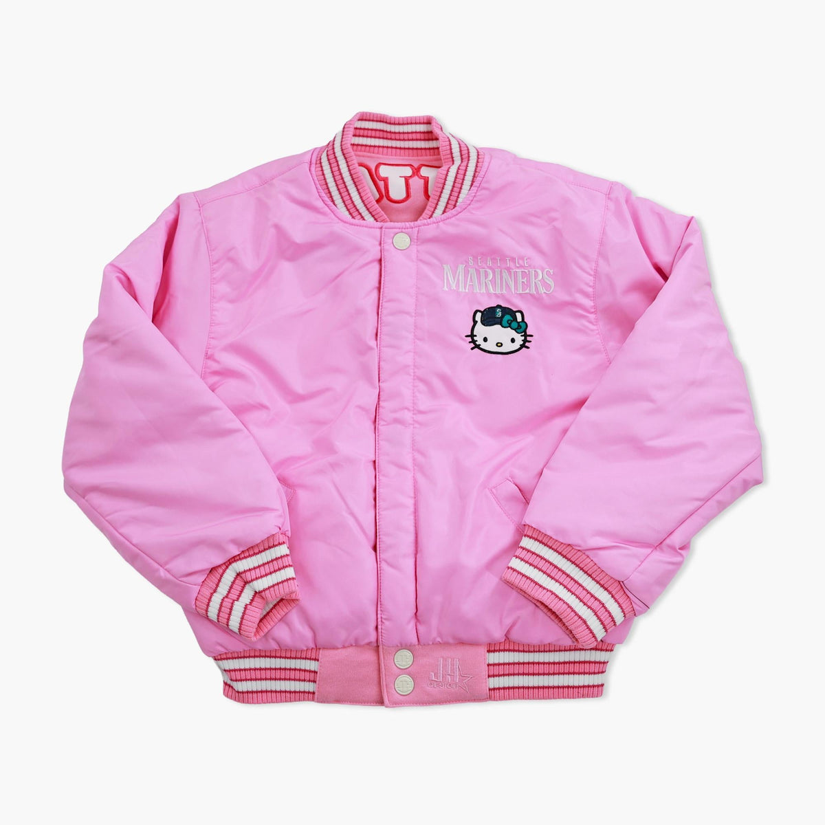 Seattle Mariners Toddler Hello Kitty Pink Varsity Jacket - Reversible