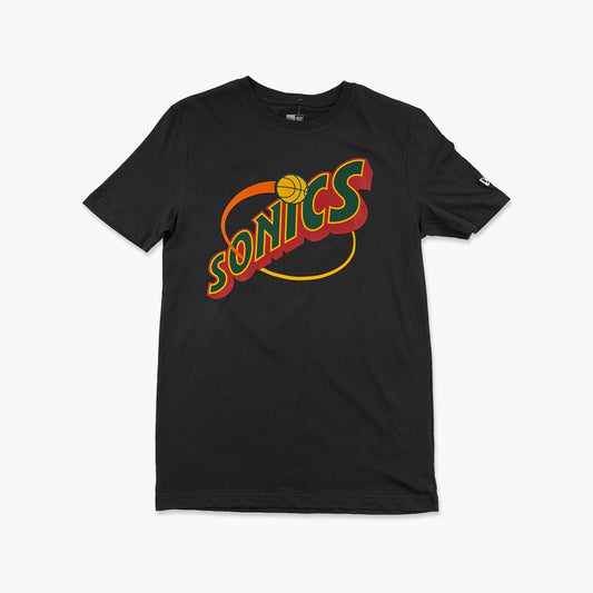 Seattle SuperSonics 90's Script Black T-Shirt
