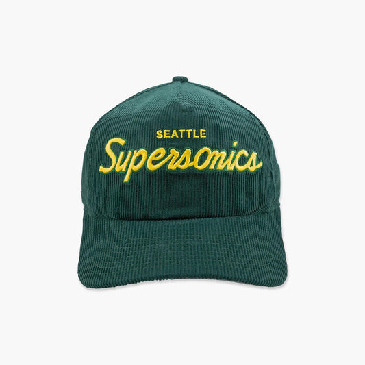 Seattle SuperSonics Forest Green Corduroy Script Adjustable Hat