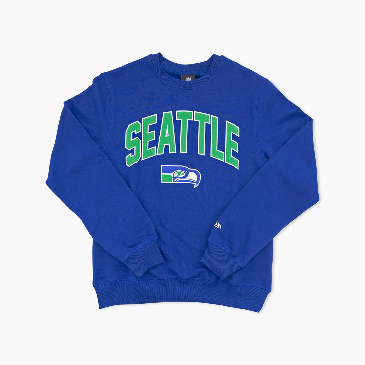 Seattle Seahawks Royal Blue Throwback Logo Crewneck