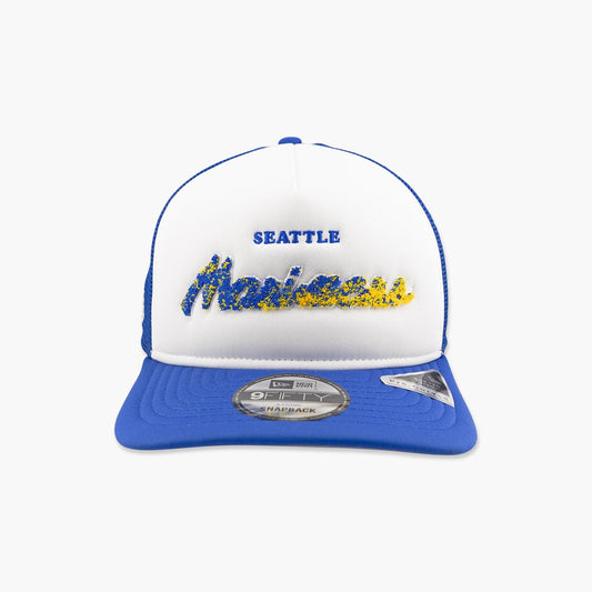 Seattle Mariners Royal Blue & White Script Trucker Snapback