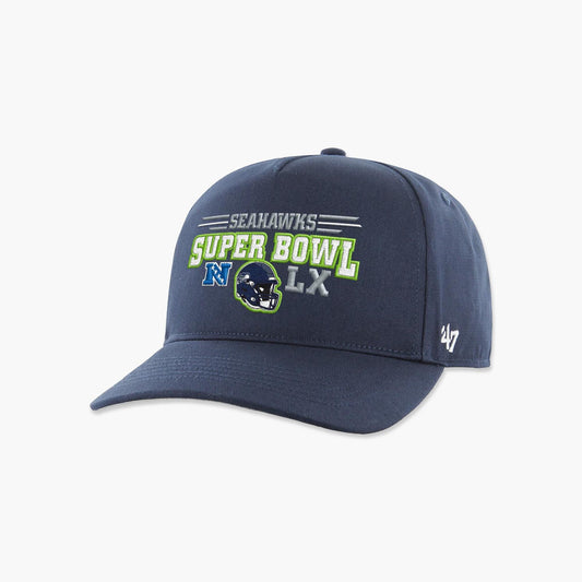 Seattle Seahawks Super Bowl LX Navy Helmet Hitch Snapback