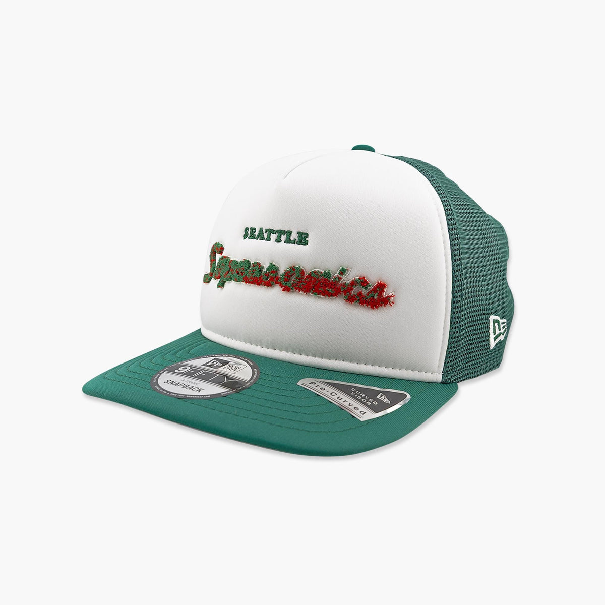 Seattle SuperSonics Dark Green & White Script Trucker Snapback