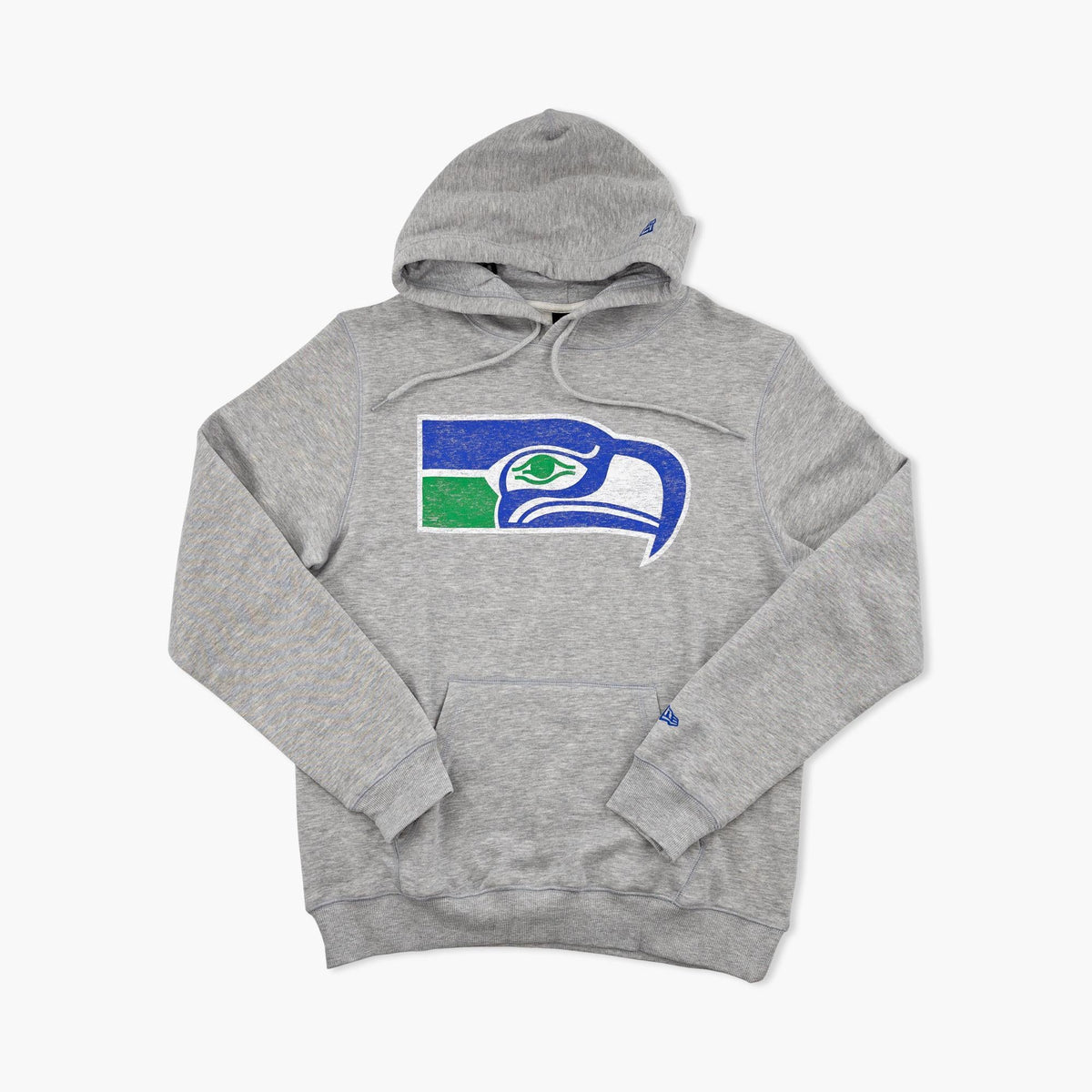 Seattle Seahawks Heather Grey Weathered Throwback Logo Pullover Hoodie