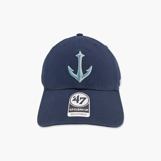 Seattle Kraken Anchor Logo Navy Clean Up Adjustable Hat