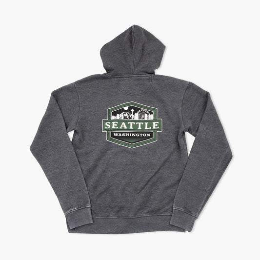 Layered Shield Heather Black Seattle Full Zip Hoodie