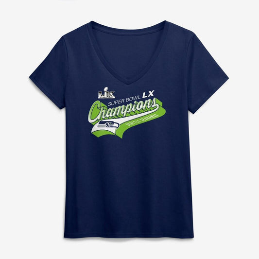 Seattle Seahawks Winning Hardware Super Bowl Champions Navy Women's T-Shirt