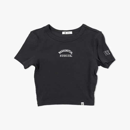 Washington Huskies Spirited Baby Rib Black Womens T-Shirt