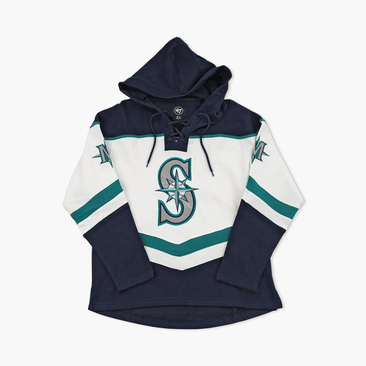 Seattle Mariners White Compass Logo Lacer Hoodie