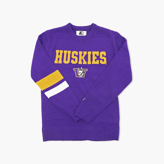 Washington Huskies Purple Sleeve Stripe Knit Sweater