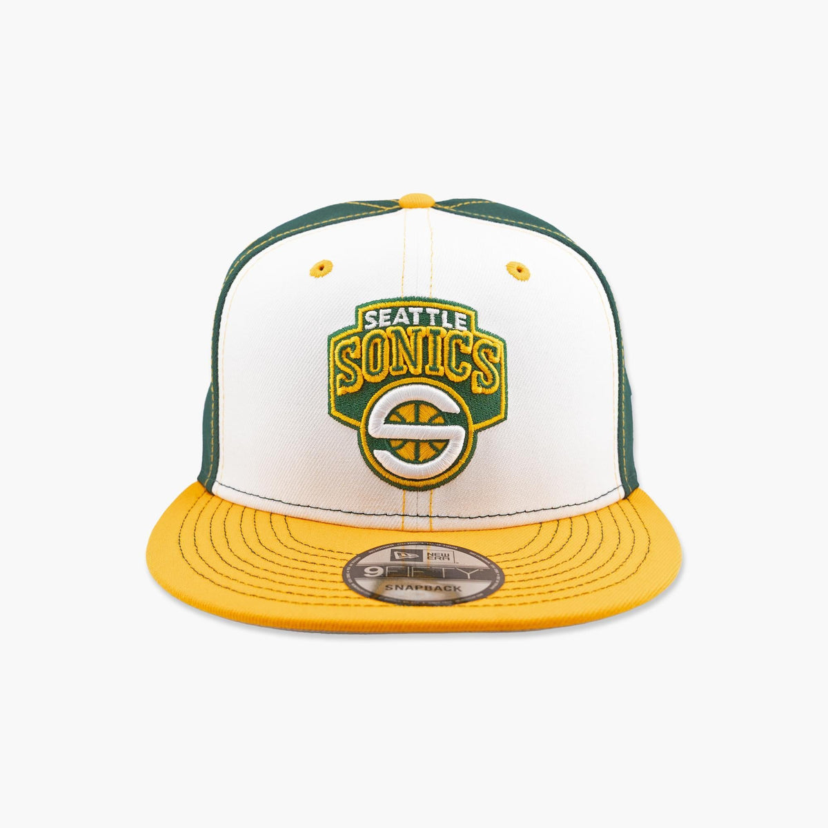 Seattle SuperSonics White & Gold Split Panel Snapback
