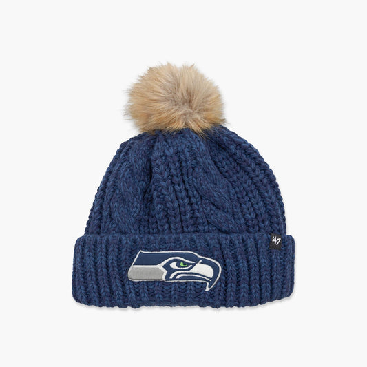 Seattle Seahawks Womens Navy Meeko Cuff Pom Beanie