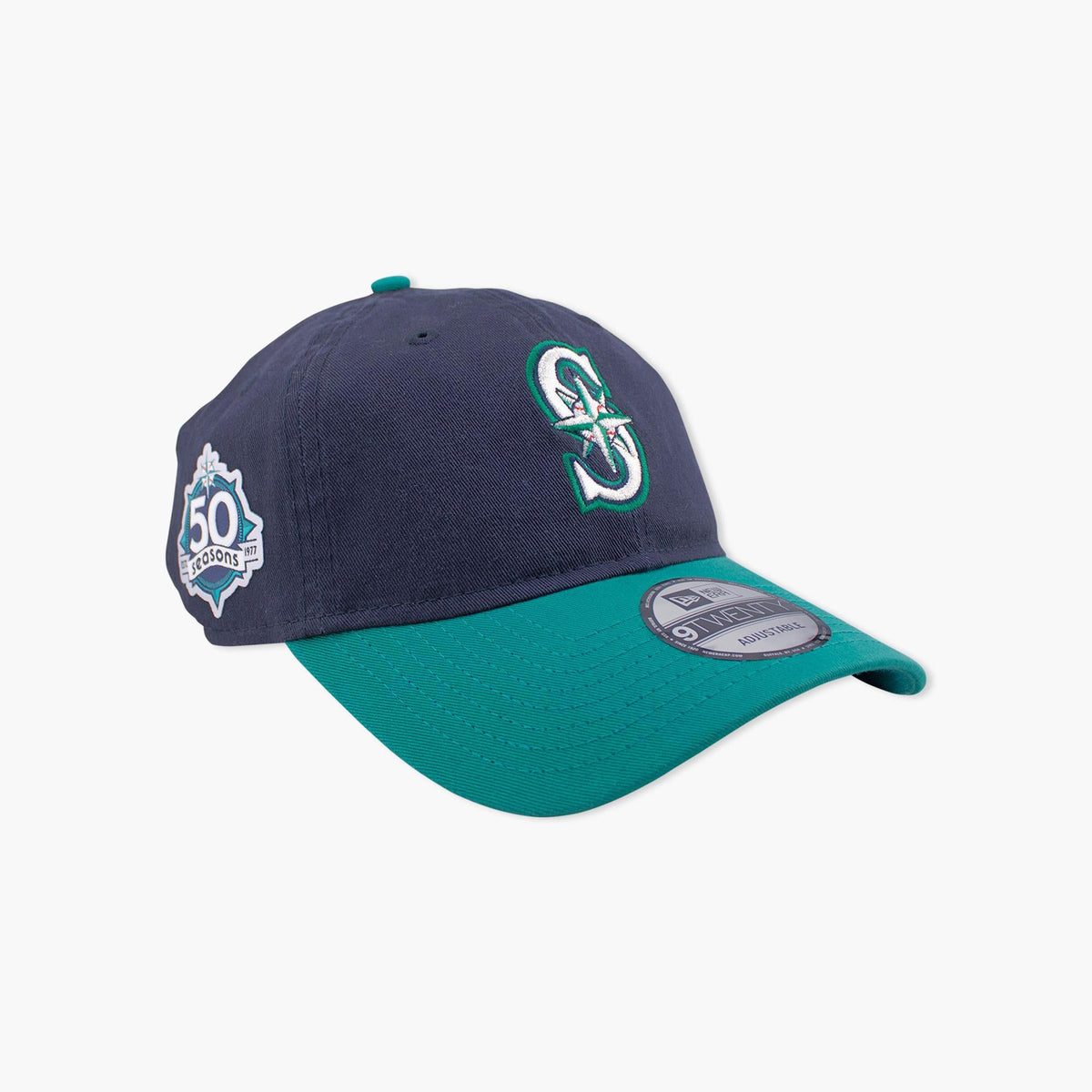 Seattle Mariners 50th Anniversary Patch Navy/Teal Adjustable Hat