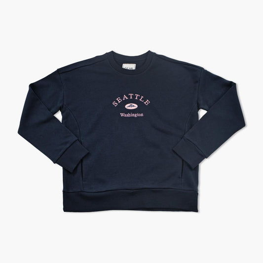 Seattle Everlee Marine Navy Big Cotton Crewneck