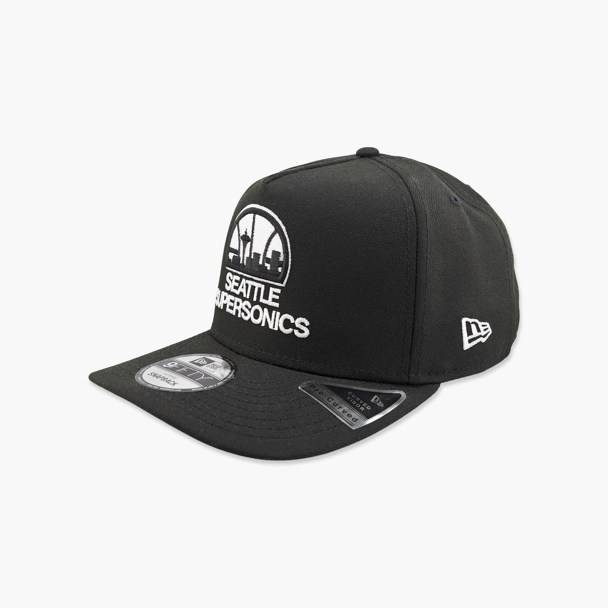 Seattle SuperSonics Skyline Black and White A-Frame Snapback