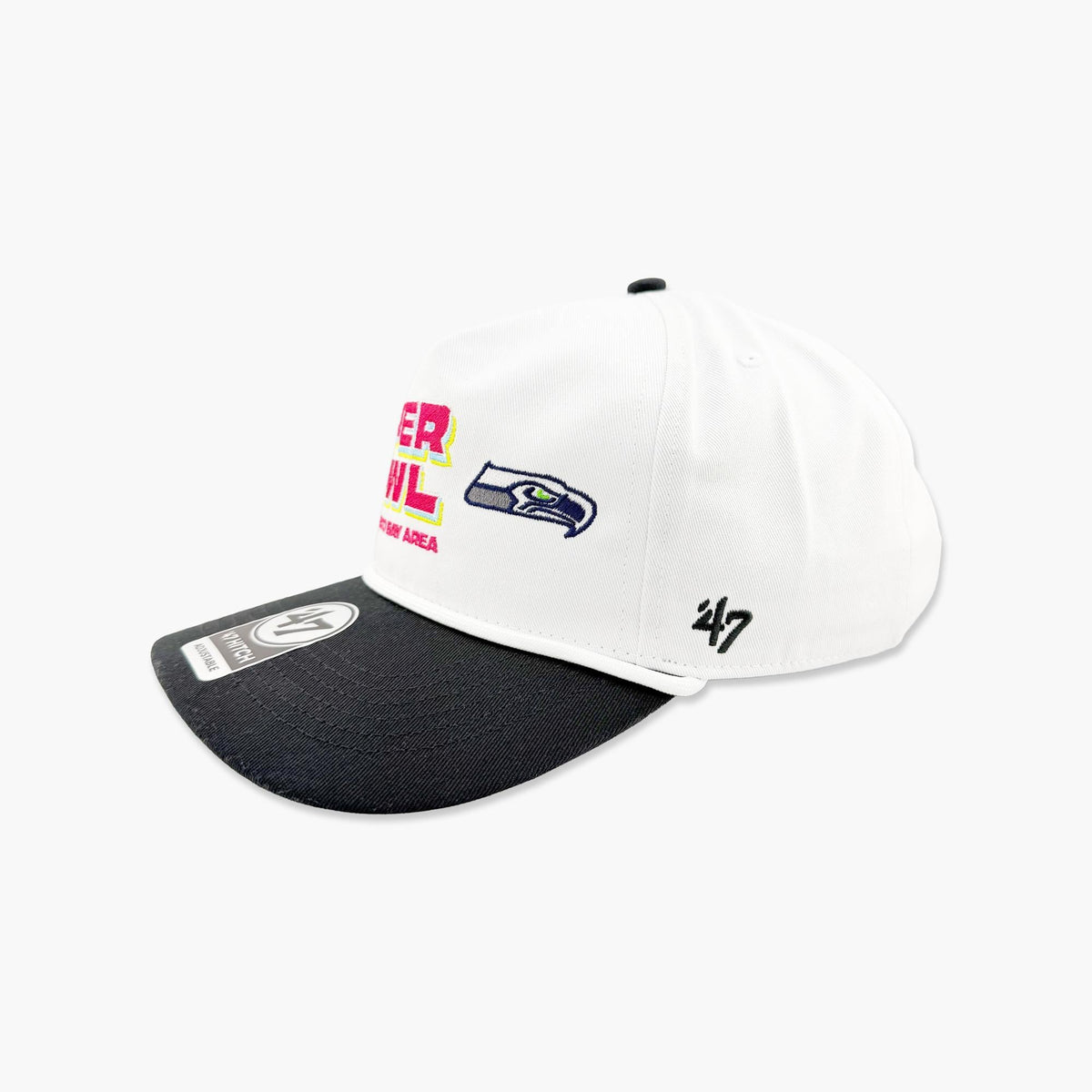 Seattle Seahawks '47 Super Bowl LX Stacked Hitch Adjustable Hat - White/Black