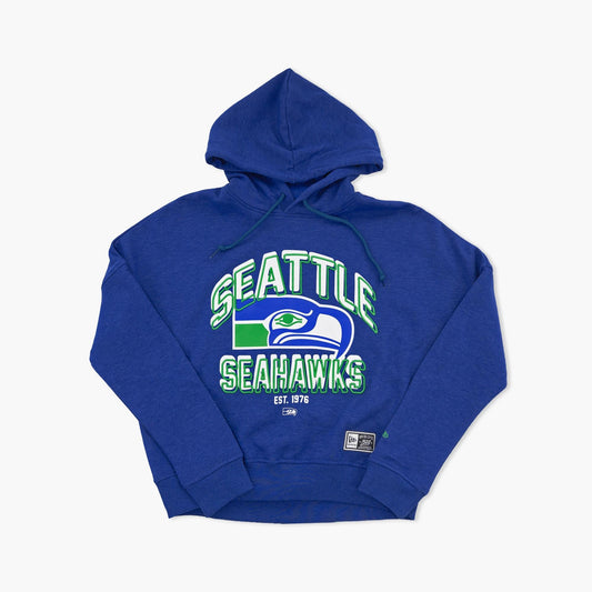 Seattle Seahawks Royal Throwback Logo Stack Women's Hoodie