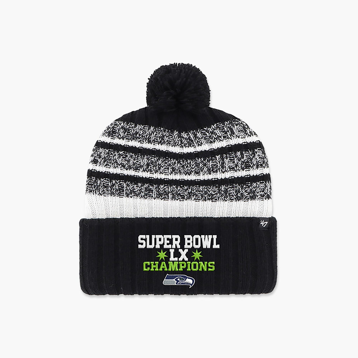 Seattle Seahawks Tavern Super Bowl LX Champions Black Beanie