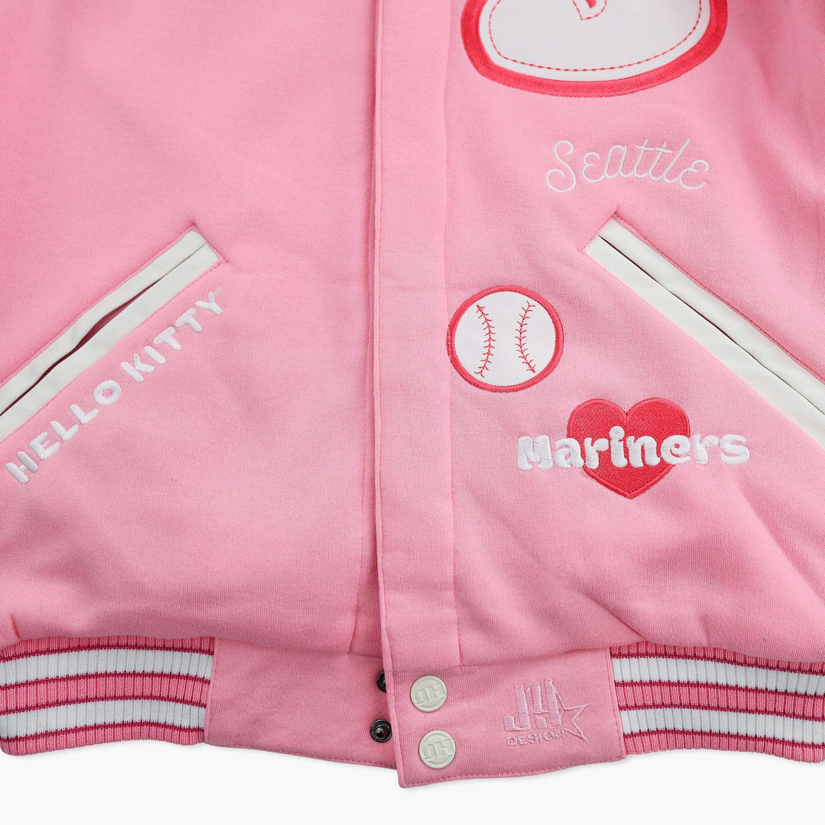 Seattle Mariners Hello Kitty Pink Varsity Jacket - Reversible