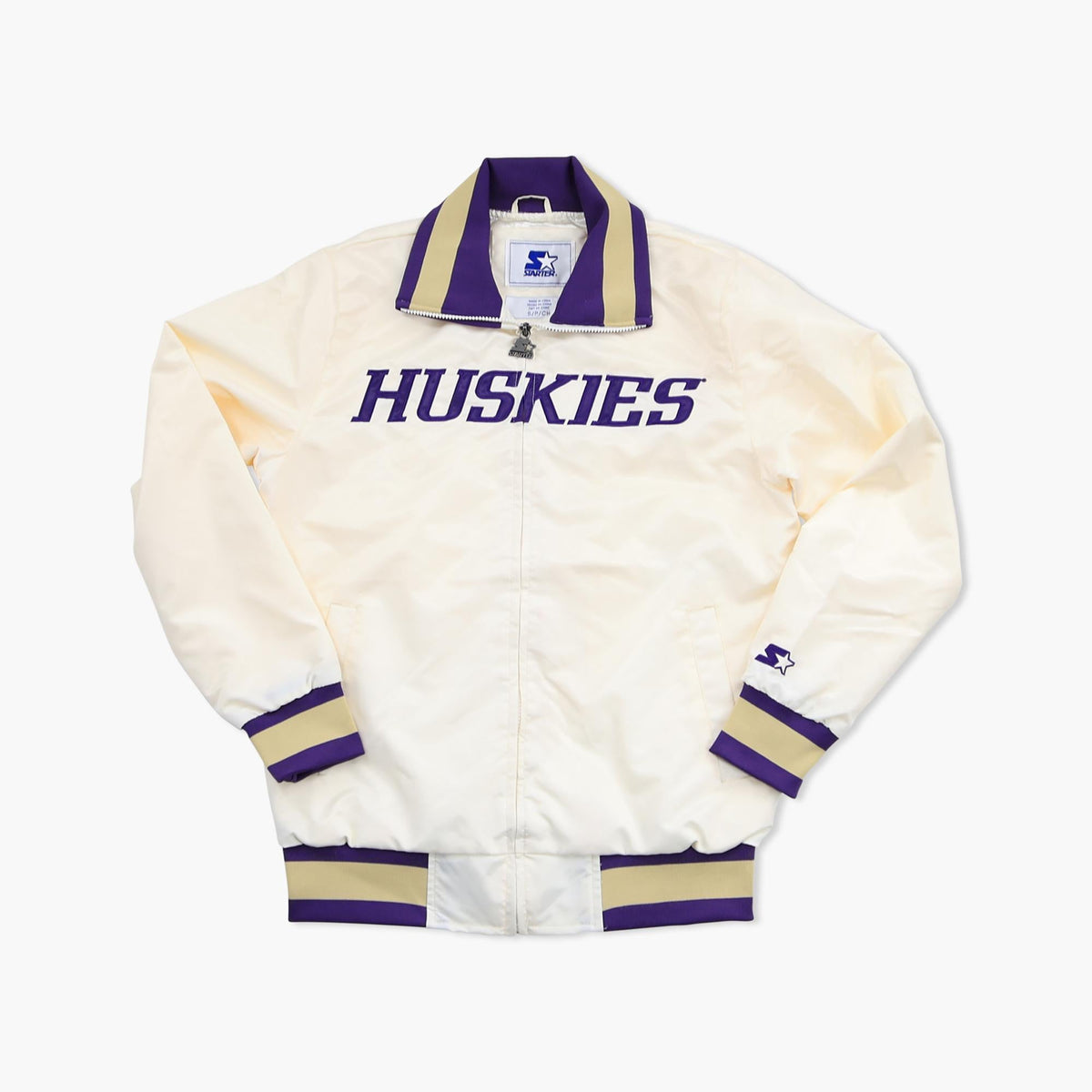 Washington Huskies Starter Cream Sideline Classic Satin Jacket